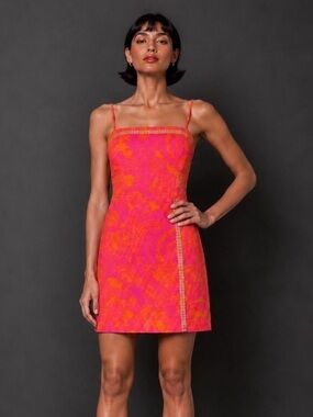 Lilly Pulitzer Pink & Orange Mini Summer Spaghetti Strap Dress